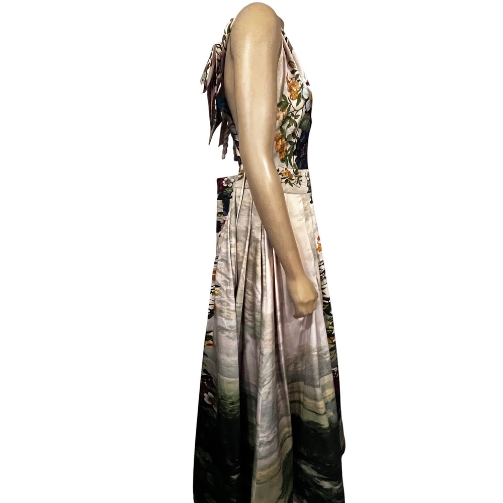 Alice + Olivia Forbidden Forest Floral Satin Maxi Gown Dress | Size 14 - Picture 2 of 7